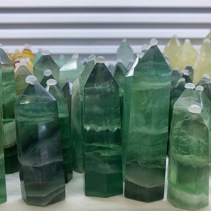 Green fluorite tower